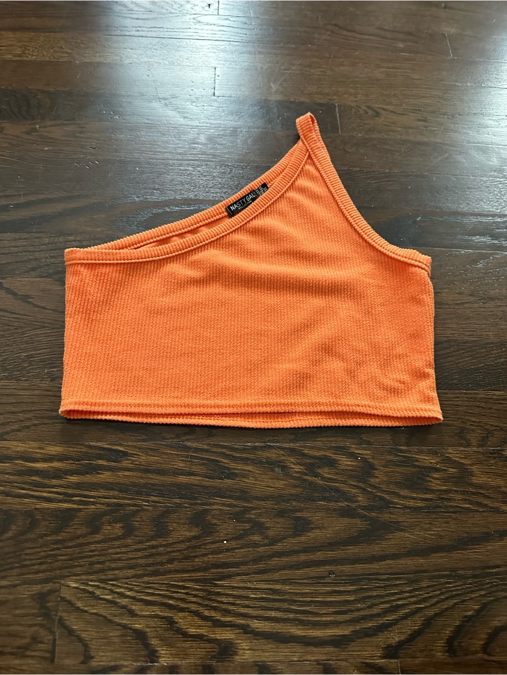 Nasty Gal One-Shoulder Ribbed Crop Top - Orange